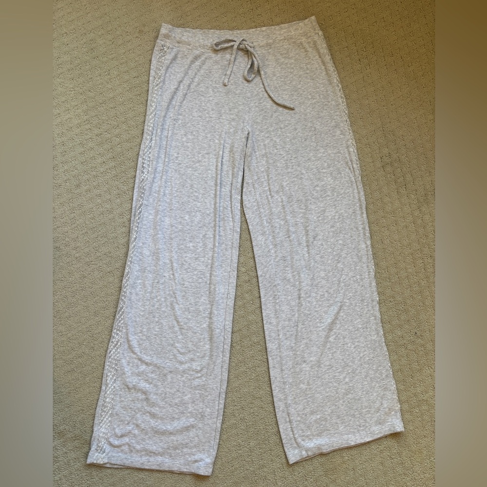 P.J. Salvage Heather Gray Lounge Pants with Lace Trim on side